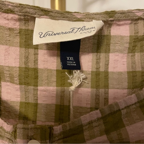 NWT Puff Short Sleeve Button-Front Blouse in Multicolor Plaid Size XXL - Picture 6 of 12